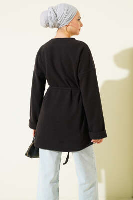 İp Bağlamalı Bisiklet Yaka Tunik Antrasit - Tunik