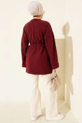 İp Bağlamalı Bisiklet Yaka Tunik Bordo - Yılın Fırsatı
