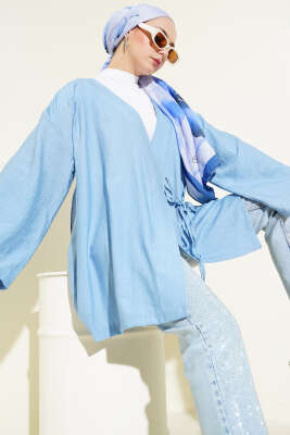 İp Bağlamalı Kimono Bebe Mavi 