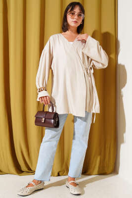 İp Bağlamalı Kimono Bej - 500-700 TL Ürünler