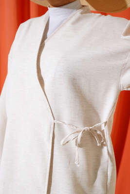 İp Bağlamalı Kimono Ekru - Yılın Fırsatı