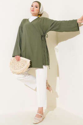 İp Bağlamalı Kimono Haki - Dış Giyim&Mont