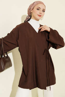 İp Bağlamalı Kimono Kahve - BERAT TEKSTİL