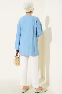 İp Bağlamalı Kimono Mavi - Dış Giyim&Mont