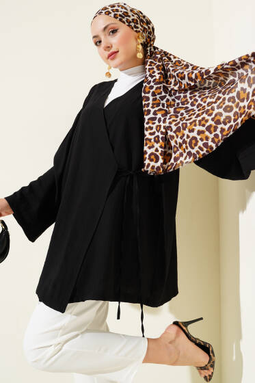 İp Bağlamalı Kimono Siyah - Dış Giyim&Mont