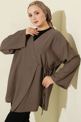 İp Bağlamalı Kimono Vizon - BERAT TEKSTİL