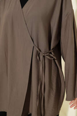 İp Bağlamalı Kimono Vizon - Dış Giyim&Mont