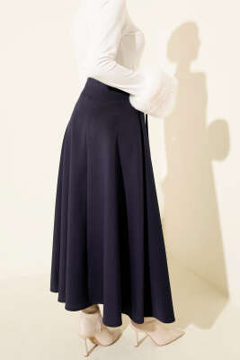 İp Bağlamalı Kloş Scuba Etek Lacivert - Etek