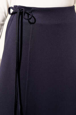 İp Bağlamalı Kloş Scuba Etek Lacivert - Etek