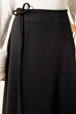 İp Bağlamalı Kloş Scuba Etek Siyah - Etek