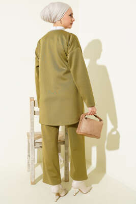 İp Bağlamalı Taşlı Scuba İkili Takım Haki - İkili Takım