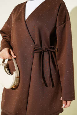 İp Bağlamalı Taşlı Scuba İkili Takım Kahve - Günün Seçilenleri