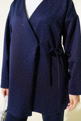 İp Bağlamalı Taşlı Scuba İkili Takım Lacivert - Günün Seçilenleri