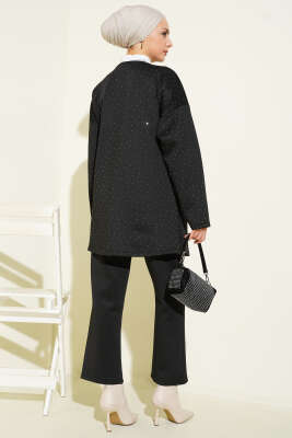 İp Bağlamalı Taşlı Scuba İkili Takım Siyah - İkili Takım