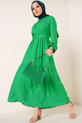 İp Bağlamalı Yakalı Elbise Benetton - Thumbnail