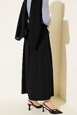 İp Kuşaklı Çift Pensli Etek Siyah - Etek