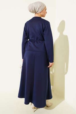 İp Kuşaklı Etekli Scuba İkili Takım Lacivert - İkili Takım