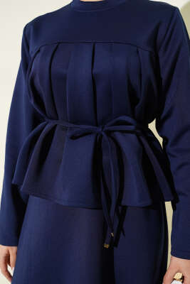 İp Kuşaklı Etekli Scuba İkili Takım Lacivert - İkili Takım