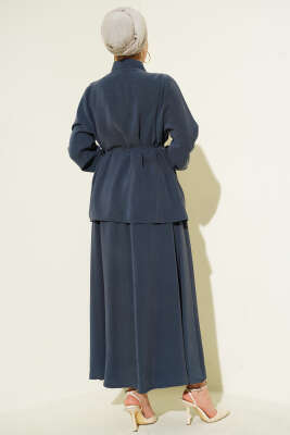 İp Kuşaklı Etekli Tensel İkili Takım Füme - İkili Takım