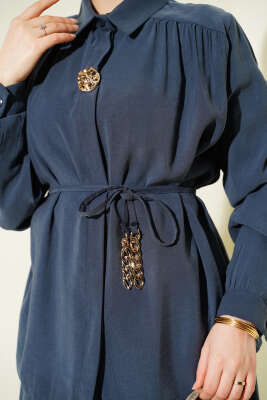 İp Kuşaklı Etekli Tensel İkili Takım Füme - İkili Takım