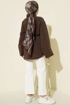 İp Kuşaklı Geniş Kollu Modal Gömlek Kahve - Gömlek