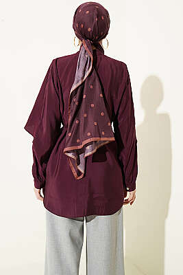 İp Kuşaklı Kol Pelerinli Gömlek Bordo - Gömlek