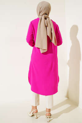 İpi Aksesuar Detaylı Uzun Tunik Fuşya - Tunik