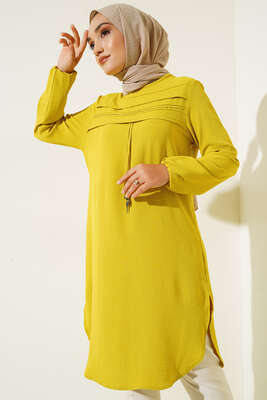 İpi Aksesuar Detaylı Uzun Tunik Neon Yeşili - Tunik