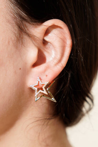 Işıltılı Galaksi Serisi Modern Küpe Gold - Küpe