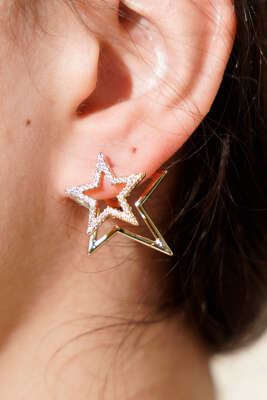 Işıltılı Galaksi Serisi Modern Küpe Gold - Küpe