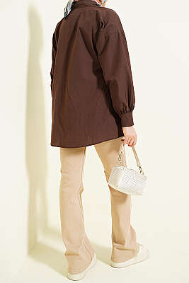 İspanyol Düğmeli Paça Kot Pantolon Bej - Pantolon