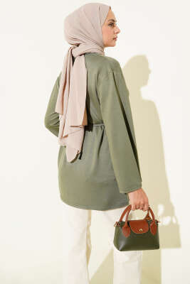 İspanyol Kol Bağcıklı Tunik Çağla Yeşili - Yılın Fırsatı