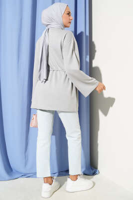 İspanyol Kol Bağcıklı Tunik Gri - Yılın Fırsatı