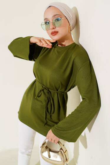 İspanyol Kol Bağcıklı Tunik Haki - Tunik