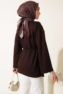 İspanyol Kol Bağcıklı Tunik Kahve - Tunik