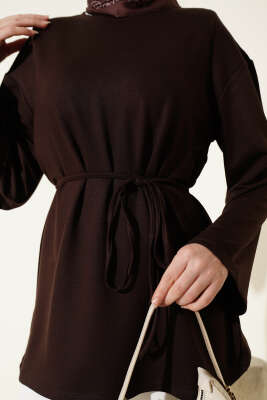 İspanyol Kol Bağcıklı Tunik Kahve - Tunik