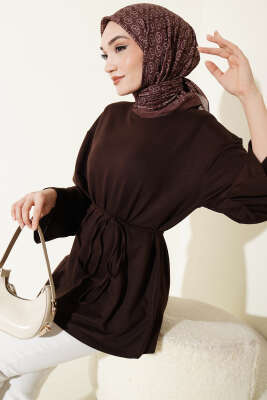 İspanyol Kol Bağcıklı Tunik Kahve 