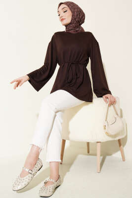 İspanyol Kol Bağcıklı Tunik Kahve - Yılın Fırsatı