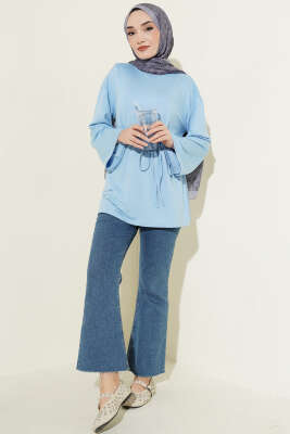 İspanyol Kol Bağcıklı Tunik Mavi - Tunik