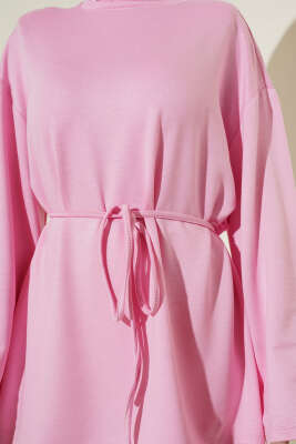 İspanyol Kol Bağcıklı Tunik Pembe - Tunik