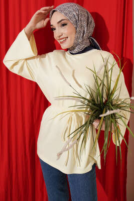 İspanyol Kol Bağcıklı Tunik Sarı 