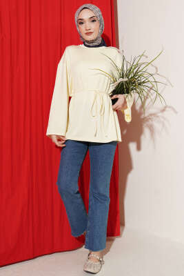 İspanyol Kol Bağcıklı Tunik Sarı - Yılın Fırsatı