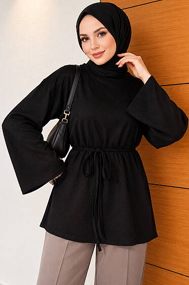 İspanyol Kol Bağcıklı Tunik Siyah - 100-300 TL Ürünler