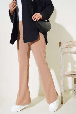 İspanyol Paça Bel Lastikli Dabıl Pantolon Camel - 100-300 TL Ürünler