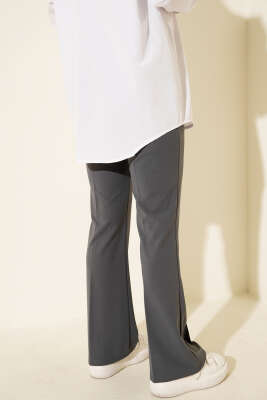 İspanyol Paça Bel Lastikli Dabıl Pantolon Füme - Yılın Fırsatı