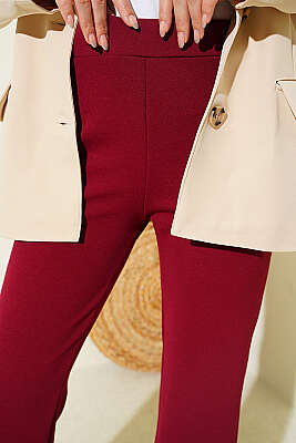 İspanyol Paça Bel Lastikli Pantolon Bordo - 100-300 TL Ürünler