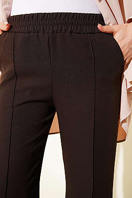 İspanyol Paça Çımalı Dabıl Pantolon Acı Kahve - Pantolon