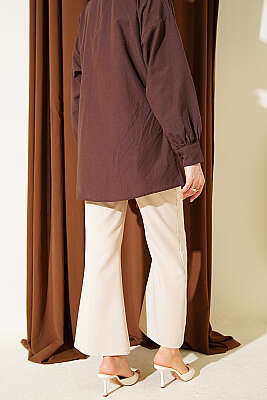 İspanyol Paça Çımalı Dabıl Pantolon Bej - Pantolon