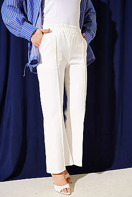 İspanyol Paça Çımalı Dabıl Pantolon Ekru - ERME