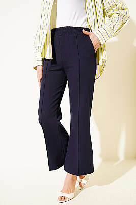 İspanyol Paça Çımalı Dabıl Pantolon Lacivert - ERME